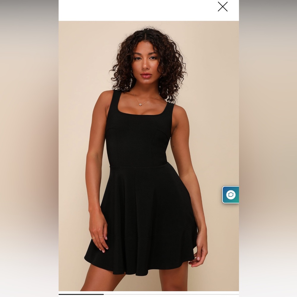 NWT! Lulu’s Home Before Daylight Black Mini Dress | Square neck line, scoop back